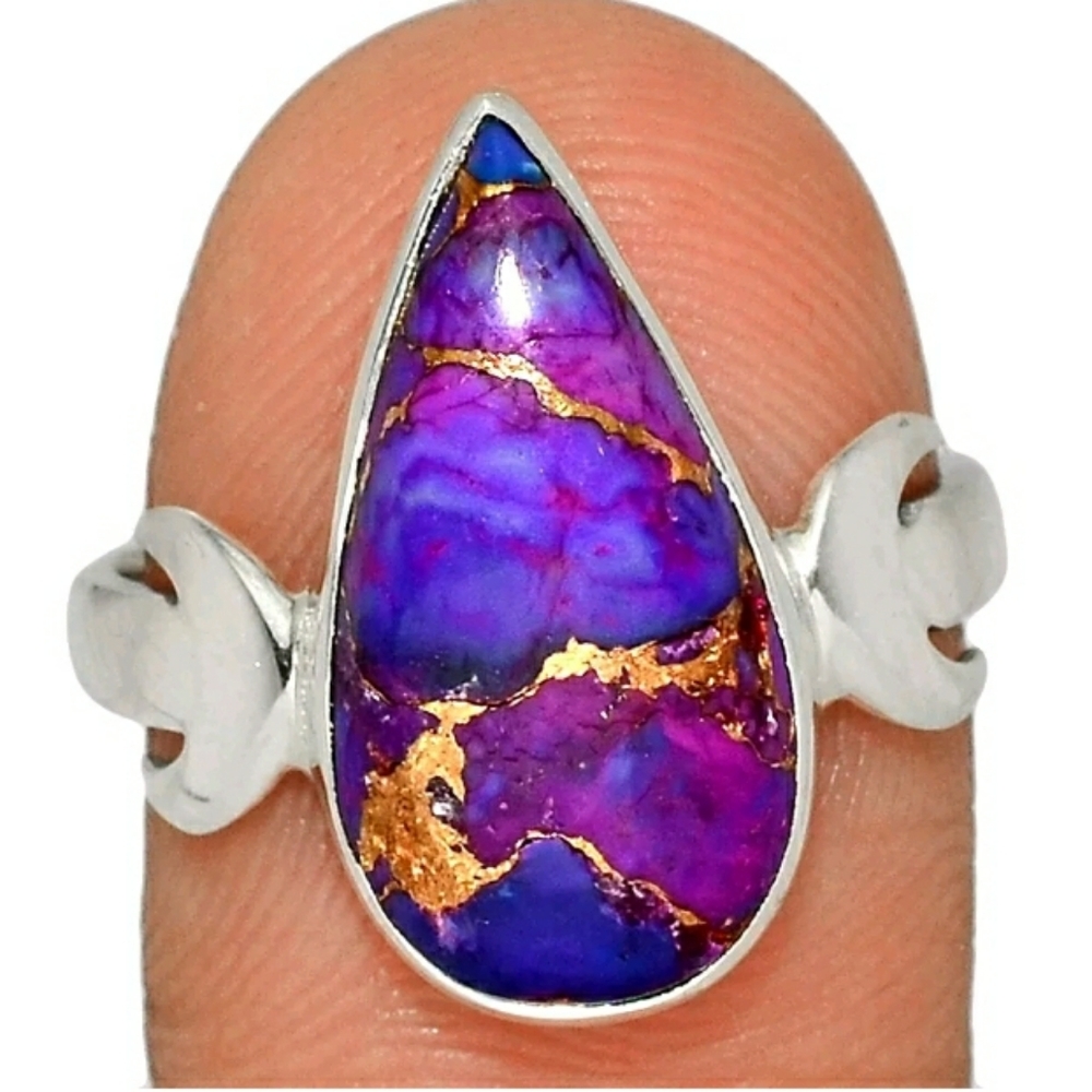 RARE PURPLE COPPER TORQUISE .925 STERLING SILVER RING 8